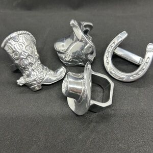 Arthur Court Designs aluminum western cowboy napkin rings set of 4